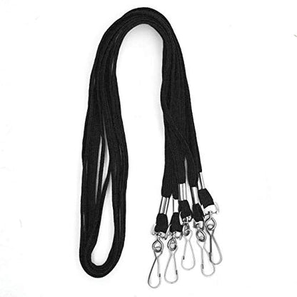 Beebel Lanyards 100 Pack Black Lanyards with Swivel Hook Clips for ID Name Badge Holder - color: Black, size: 100 Pack