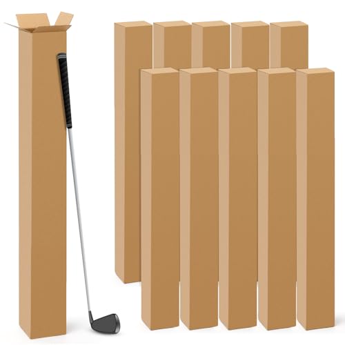 Qilery 10 Pcs 4 x 4 x 40 Inch Golf Club Shipping Boxes 4L x 4W x 40H Tall Corrugated Boxes Cardboard Long Golf Storage Box for Shipping, Packaging, Moving, Mailing, Home or Business - size: 4 x 4 x 40 in