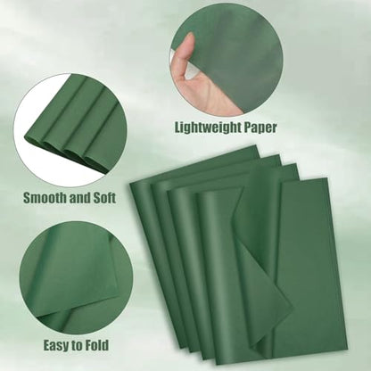 woric 160 Sheets Dark Green Tissue Paper for Gift Bags 20 X 14 Inches - color: Forest Green