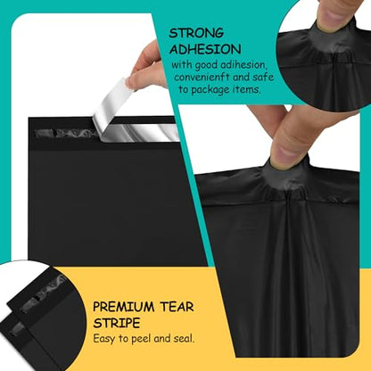 Poly Mailers 12 x 15.5 Inch, 50 Pcs, Black 2.4 Mil Self-Seal Bags - color: Black, size: 12x15.5 Inch 50 Pcs