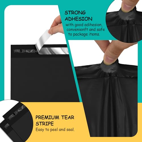 Poly Mailers 10 x 13 Inch, 100 Count, Black 2.4 Mil Self-Seal Bags - color: Black, size: 10x13 Inch 100 Pcs