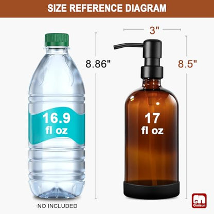 GMISUN Amber Glass Soap Dispenser with Silicone Sleeve Boot, 2 Pack Bathroom Hand Soap Dispensers with Pump, 17 Fl Oz Kitchen Hand and Dish Soap Dispenser Set, Liquid Soap Dispensers Bottle - color: Amber Bottle + Black Pump + Silicone Boot, size: 2 Pack