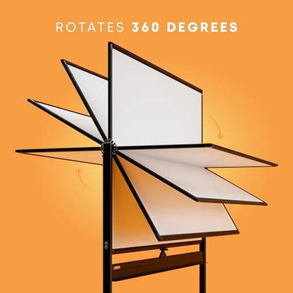 Kamelleo Rolling Whiteboard on Wheels 96" x 46", Double Sided White Board - color: Jet Black, size: 96x46