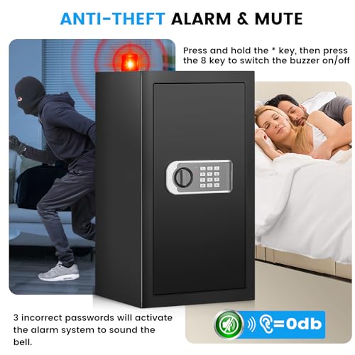 23.6" Tall Large Home Safe, 4.6 Cuft Safe Box with Fireproof Waterproof Bag - size: 4.6 Cuft