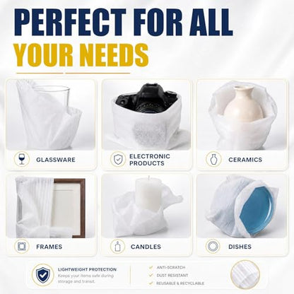 750 Pcs Packing Supplies for Moving 300 Cushion Foam Pouches 4 Sizes (16x12", 12x12", 12x8", 8x8") 75 Pcs 12x12" Foam Sheets with 375 Fragile Stickers for Moving Dish Glass Storage Transport