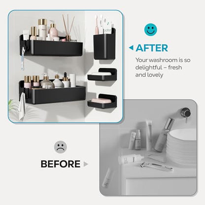 Nieifi Adhesive Shower Shelves, Black, 5 Pieces - color: Black, size: 5 pieces