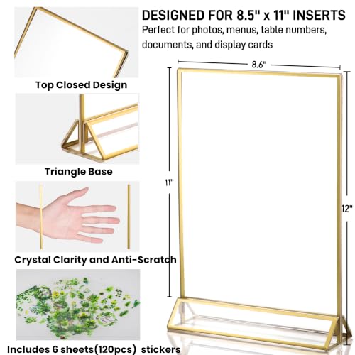 8.5x11 Acrylic Sign Holders, 6 Pack Gold Picture Frames for Table - color: Gold, size: 6 Pack 8.5X11 Inch