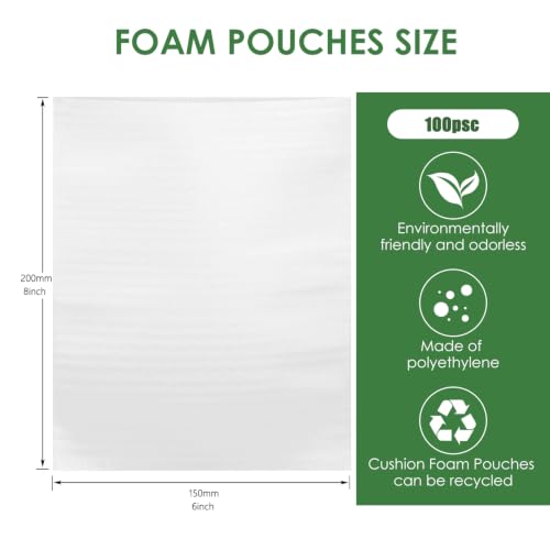 100 Pack 6x8 Inch thicken Foam Pouches，Tear-resistant， - size: 6x8'' (100PCS)