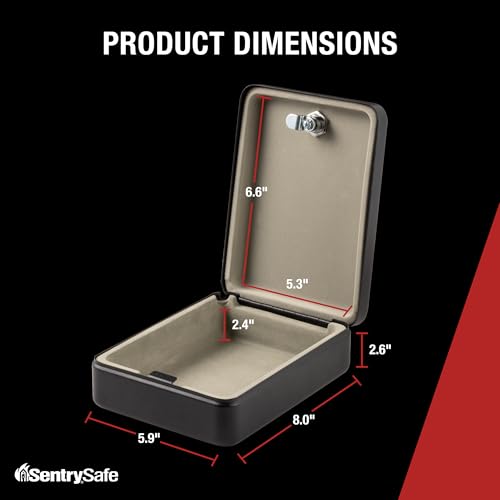 SentrySafe Mini Safe is a Lock Box with Key Lock for Office or Dorm that Secures Money, Passports, or Other Small Valuables, Exterior: 2.6 H x 5.9 W x 8.0 inches, P005K - style: Key Lock