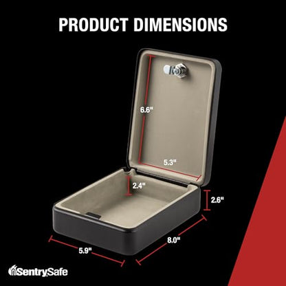 SentrySafe Mini Safe is a Lock Box with Key Lock for Office or Dorm that Secures Money, Passports, or Other Small Valuables, Exterior: 2.6 H x 5.9 W x 8.0 inches, P005K - style: Key Lock