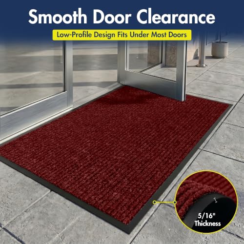 Notrax 109 Industrial Door Mat, 3' x 4' Red, Made in the USA - color: Red / Black, size: 3' x 4' (Rectangular)