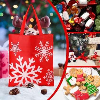 Hosuly 15 Pcs Large Christmas Snowflake Gift Bags 15 x 17 Inch Winter Wonderland Tote Reusable Frozen Jumbo Bags with Handle for Winter Party Favor Supply - style: Christmas Snowflake
