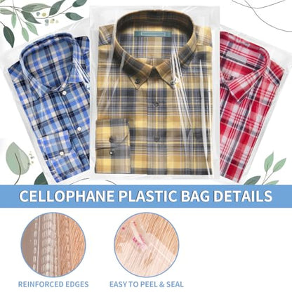 100 Pack 12x15" Clear Cellophane Bags for Shirts, Gift Wrapping, Artwork - size: 12x15 Inch