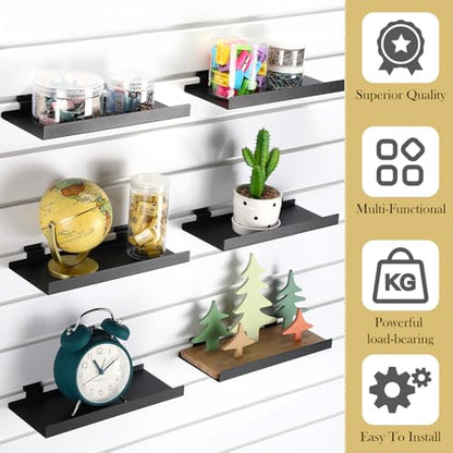 DoubleFill 6 Pcs Slatwall Shelves Metal Slat Wall Shelf, Black, 10x4.3 Inch - color: Black, size: 10x4.3 Inch
