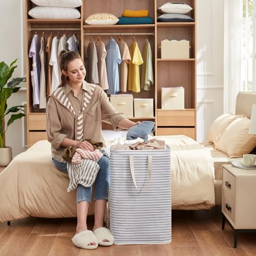 Lifewit 80L Large Laundry Baskets, Laundry Hampers Bags, 2 Pack, Grey&Blue - color: Grey-Blue, size: 80L
