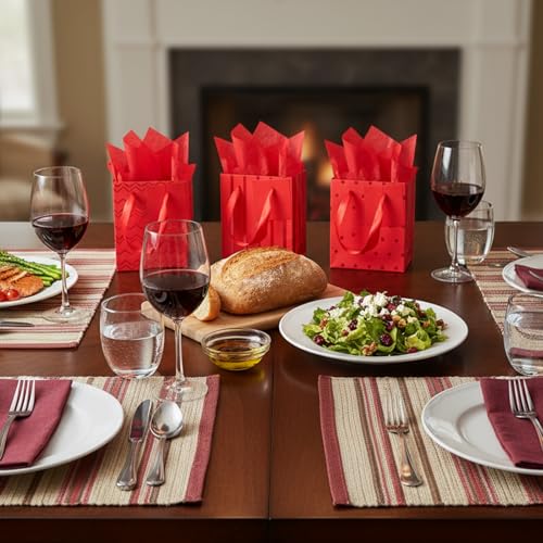 Tenare 12 Pcs Small Gift Bags Bulk,4 x 2.75 x 4.5 Inch,Gold Red - color: Gold Red, size: 4 x 2.75 x 4.5 Inch