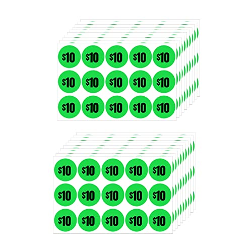 Mobiusea Creation 300pcs 10 Dollar Price Stickers Price Tag Labels 1" - size: 10 Dollars | 300pcs