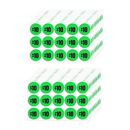 Mobiusea Creation 300pcs 10 Dollar Price Stickers Price Tag Labels 1" - size: 10 Dollars | 300pcs