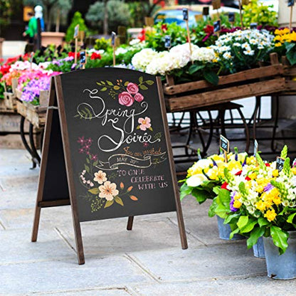 ReunionG A-Frame Wooden Chalkboard, Double-Sided Rustic Standing Blackboard, Removable Archaistic Sidewalk Chalkboard, Indoor and Outdoor Menu Sign Board, Wedding Signage Easel (40" x 26")