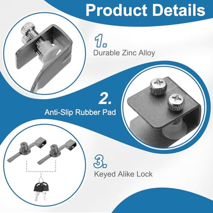 0.6" Luminous Sliding Glass Door Ratchet Lock Fit 0.2-0.39" Grey - color: Gray, size: 0.6"