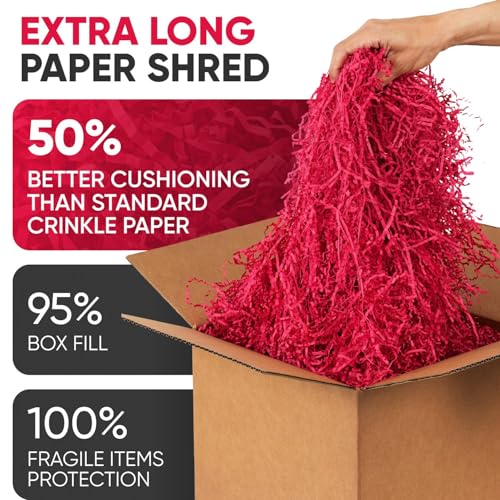1 Cu Ft Ready To Ship Carton with Red Crinkle Paper Filler 12x12x12" - color: Red, size: Single Wall Box
