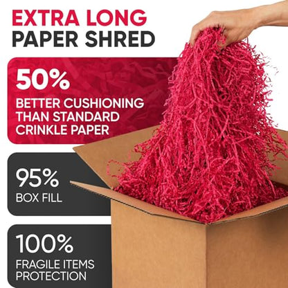 1 Cu Ft Ready To Ship Carton with Red Crinkle Paper Filler 12x12x12" - color: Red, size: Single Wall Box