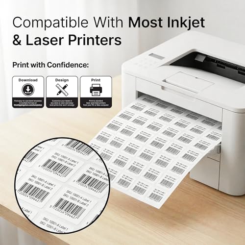 1" X 1" Matte White Printable Labels (30 Sheets, 1890 Stickers) - size: 1" X 1"