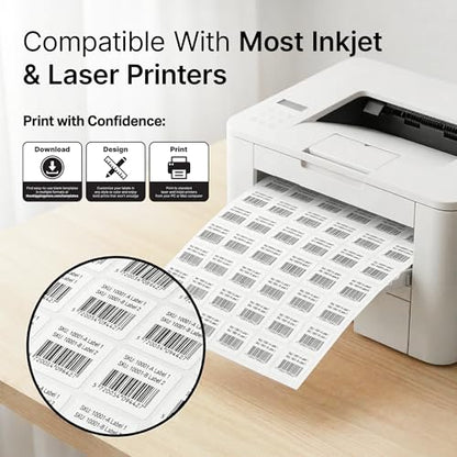 1" X 1" Matte White Printable Labels (30 Sheets, 1890 Stickers) - size: 1" X 1"