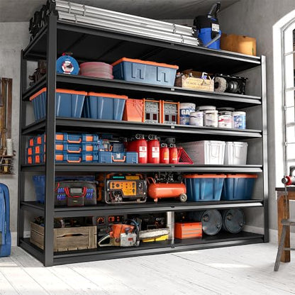 REIBII 84.1" H Garage Shelving, 3500LBS Storage Shelves Heavy Duty, Adjustable 6-Tier Metal Shelving for Commercial, Warehouse, Basement, Garage,Shop, 55.1" W x 25.8" D x 84.1" H - size: 6-Tier, 55.1"W x 25.8"D x 84.1"H