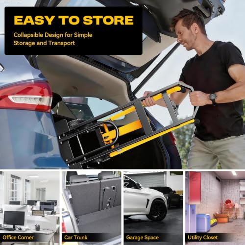 SILVEL 4-in-1 Folding Hand Truck, 1000LBS Heavy Duty Convertible Cart, Moving Dolly Cart with Retractable Handle, 4 Rubber Wheels, Space-Saving for Furniture, Appliances, Warehouse Move,Yellow - color: Yellow