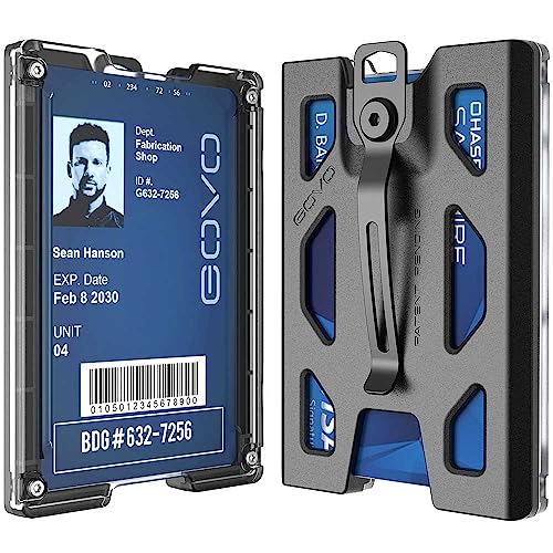 GOVO T4 Badge Holder/Wallet - Durable Polycarbonate ID/Credit Holder with Metal Clip and 4 Cards Slot (Holds 1to 4 Cards) Black - color: Black