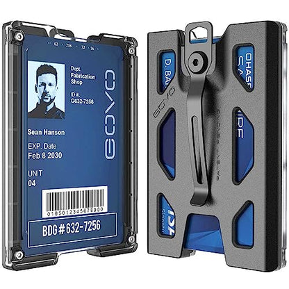 GOVO T4 Badge Holder/Wallet - Durable Polycarbonate ID/Credit Holder with Metal Clip and 4 Cards Slot (Holds 1to 4 Cards) Black - color: Black
