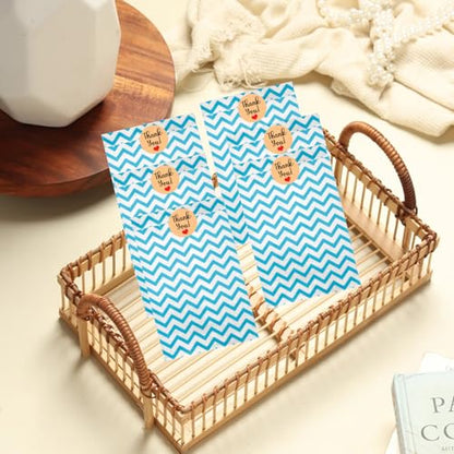 Novel Box 100 Pack Blue Chevron Print Flat Merchandise Bags 6x9 in - color: Blue Chevron, size: 6" x 9" Inches