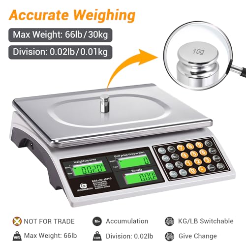 Price Computing Scale 66lb Digital Commercial Produce Scale - color: Stainless Steel Scale Pan-Large Size