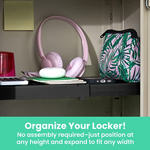 LockerMate Adjust-A-Shelf Locker Shelf for School Organization, Adjustable 12-15", Holds Up to 10 lbs, Black - color: Black