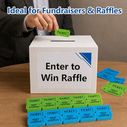 MAQIHAN Raffle Tickets Roll - 50/50 Double Raffle Tickets for Event & Party - color: 800pcs Green & Blue