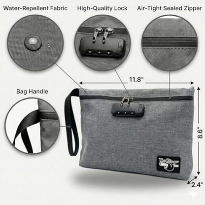 Secure Money Travel Bag with Zipper, Multiple Pockets and Combination Lock Close - color: Gray