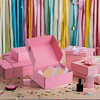 8x6x3 inch Pink Shipping Boxes for Small Business- Set of 25 - color: Pink, size: 8x6x3