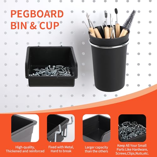 130PCS Pegboard Hooks Assortment - Peg board Hooks for Hanging Tools with Pegboard Bins & Cups,1/8-Inch Pegboard Wall Organizer - Ideal for Organizing in the Garage Kitchen Workbench Craft Room - style: 130 Pcs