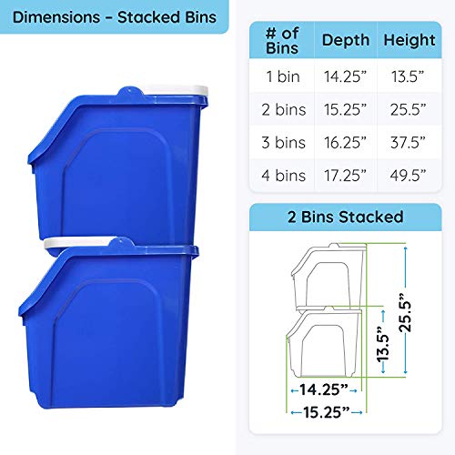 Recycling Rules! 6 Gallon Stackable Recycling Bin Container in Blue, Eco-Friendly Handy Recycle Bin with Easy-to-Carry Handle, 2-Pack - size: 2-pack