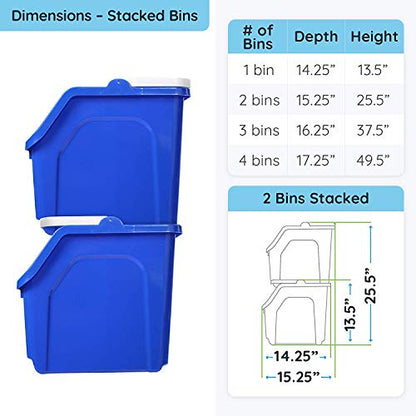 Recycling Rules! 6 Gallon Stackable Recycling Bin Container in Blue, Eco-Friendly Handy Recycle Bin with Easy-to-Carry Handle, 2-Pack - size: 2-pack