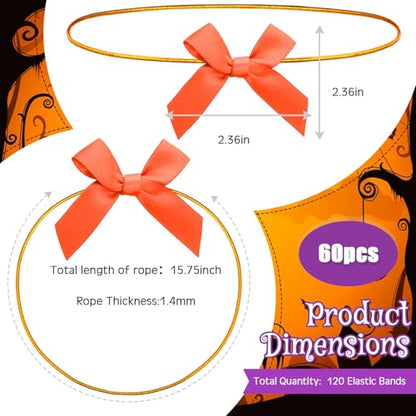 Windyun 60 Pcs Elastic Bows for Gift Boxes Wrapping 15.74 Inches - color: Halloween Color