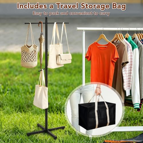 Flenpptly Adjustable Height Shopping Bag Rack, 48-60 Inch, Black