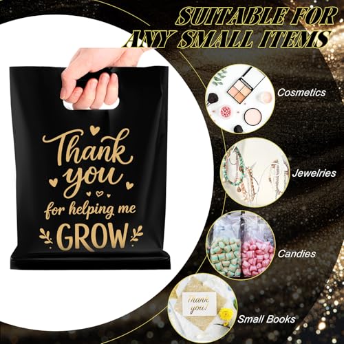 Kolldenn 50 Pcs Black Employee Appreciation Gift Bags Bulk - color: Black, style: Thank You for Helping Me Grow