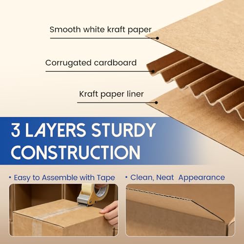 Mefleet 9x6x4" Shipping Boxes 50 Pack Corrugated Cardboard Box Brown - size: 9x6x4 inches (50 Pack)