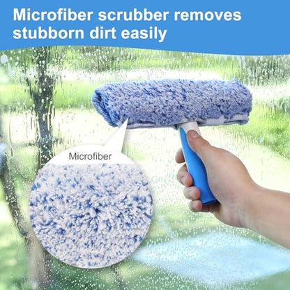 Mitclear Window Cleaning Kit 10IN Squeegee & Scrubber for Shower Glass Car - size: 10 IN
