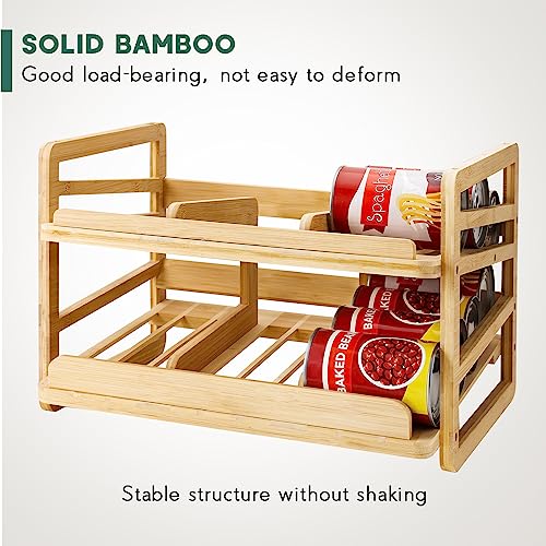 Yumkfoi Rolling Bamboo Can Organizer Rack, Stackable Can Storage - style: For 24 cans with rolling filling design