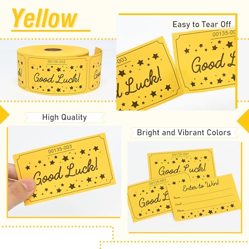 ESSENTIAL 500 Raffle Tickets, Good Luck Raffle Cards - color: Yellow, size: 3.5"x2"