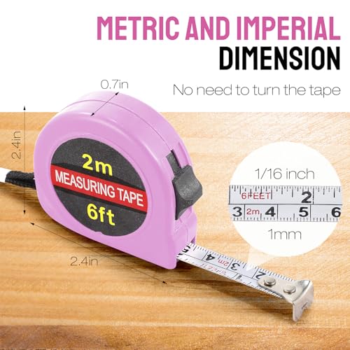 Copkim 50 Pcs 6 ft Mini Tape Measure Retractable Bulk,Pink - color: Pink