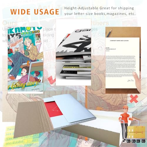 50 Pack 11 1/8" x 8 5/8" x 2" Corrugated Easy-Fold Mailer, Letter-Size Height Adjustable, White with Tape & Dispenser (EM1182-tc)